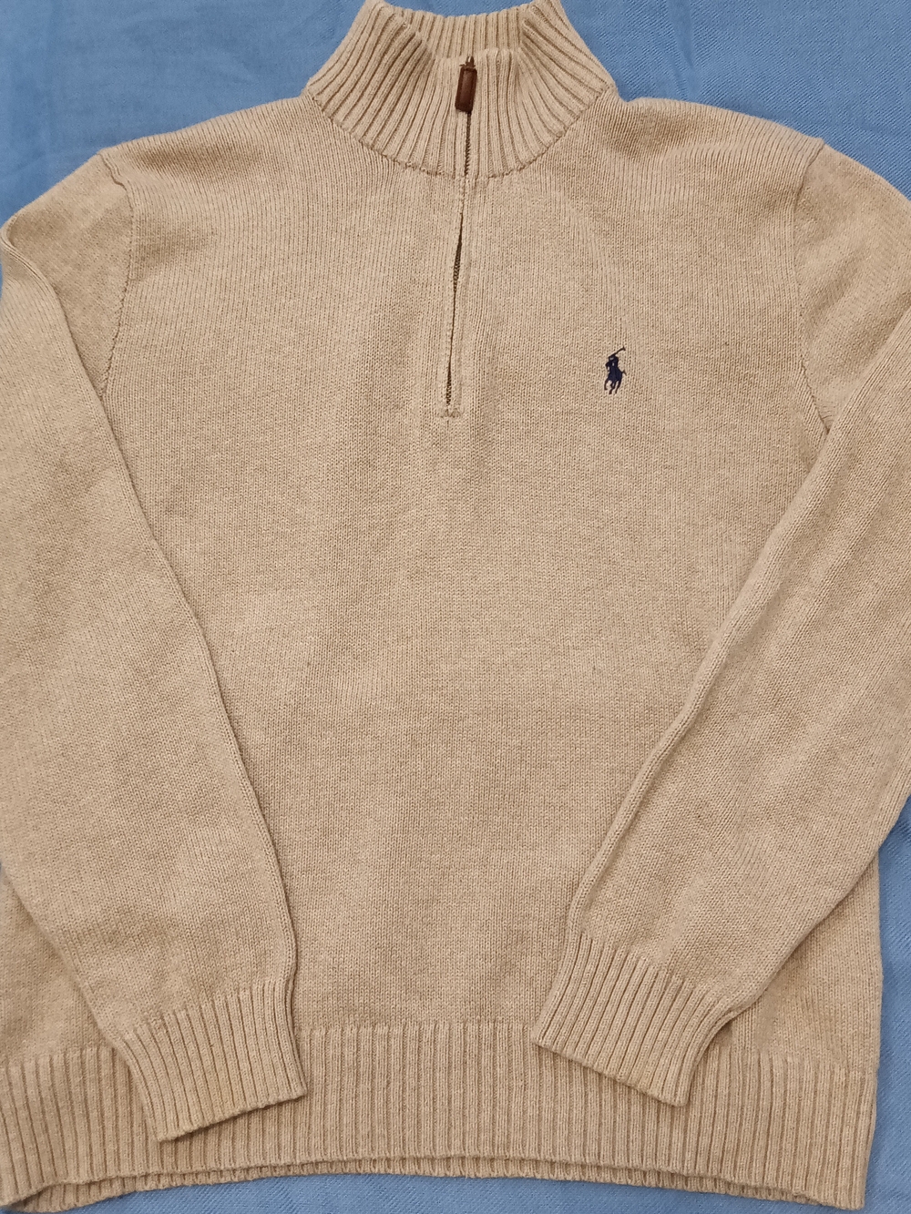 Polo By Ralph Lauren Beige Half-Zip Large Cotton Sweater